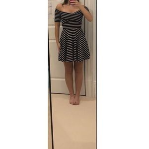 Bloomingdales Aqua off the shoulder dress